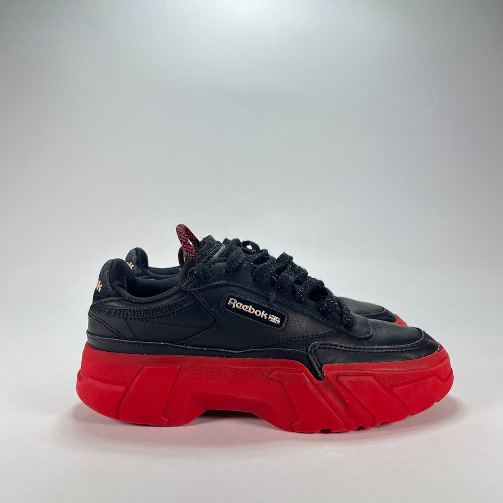 Reebok Club C Cardi B Black Vector Red Platform Sneakers H05419 Youth Size 4.5